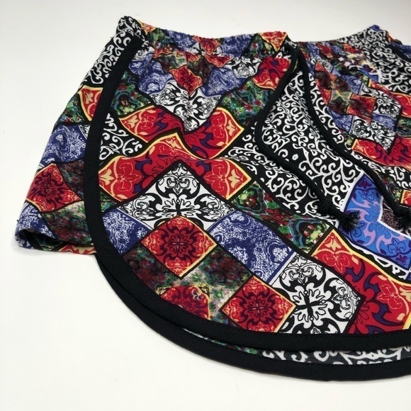 MINKPINK Boho Titled Colorful Hippie Artsy Flowy Drawstring Hottie Short Shorts - Picture 5 of 14